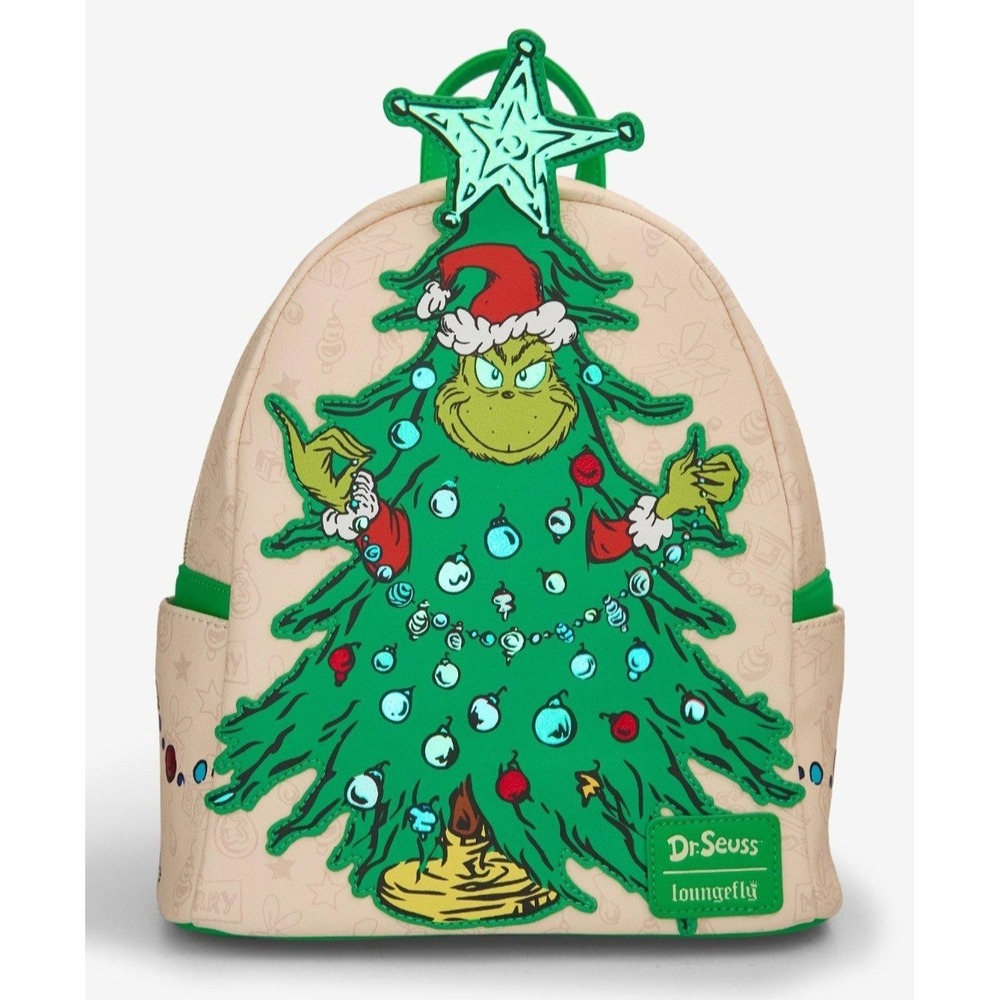 Loungefly Dr. Seuss How The Grinch Stole Christmas GITD Tree Mini Backpack Bag